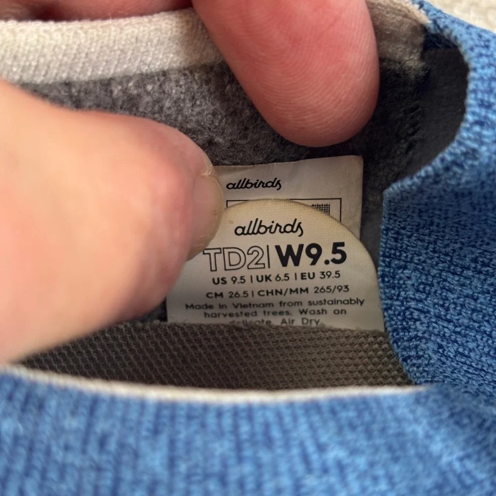 Allbirds Tree Dasher 2 Blue Knit Running‎ Shoes Womens Size 9.5 TD2 Sneakers